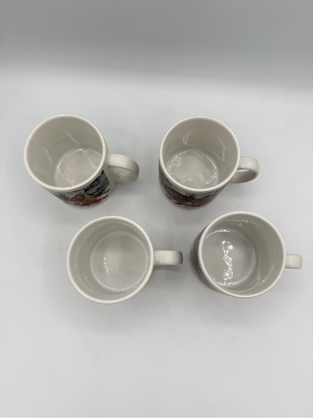 Set of 4 Vintage Winter Rabbits Coffee Mugs Taiwan Christmas Bunny Cups 10 Oz - Picture 5 of 9